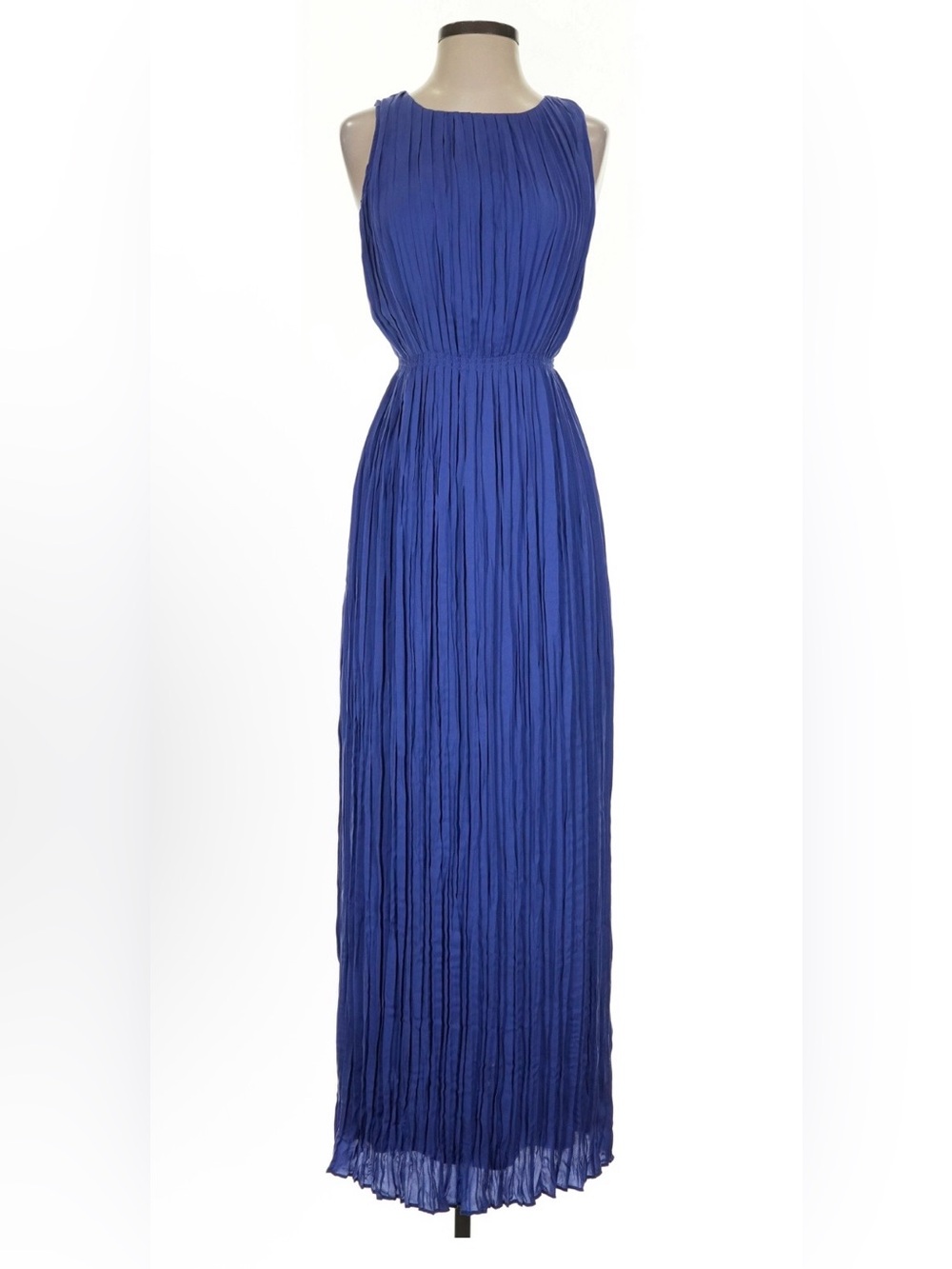BANANA REPUBLIC PERIWINKLE MIDI/MAXI RUCHED CINCHED WAIST HIGH NECK DRESS